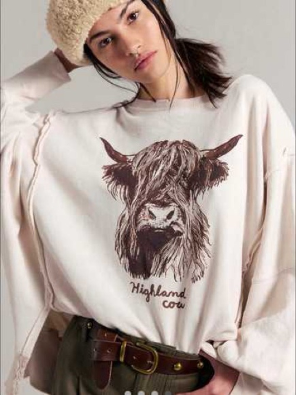We The Free Highland Cow Camden Sweater XL NWOT